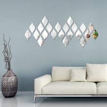 10/20 piezas Pegatinas de espejo de acrílico reflectante con forma de gota de agua, calcomanías de arte 3D de diseño propio para decorar paredes de sala de estar, baño, oficina en casa, dormitorio, artículos de decoración del hogar, decoración de Halloween, otoño, aula, suministros escolares, decoración removible