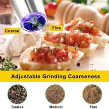 2pcs Non-Manual Gravity Salt And Pepper Grinder Automatic Pepper And Salt Mills Adjustable Coarseness Blue LED Light With One Hand Operation Stainless Steel - Black - View 8