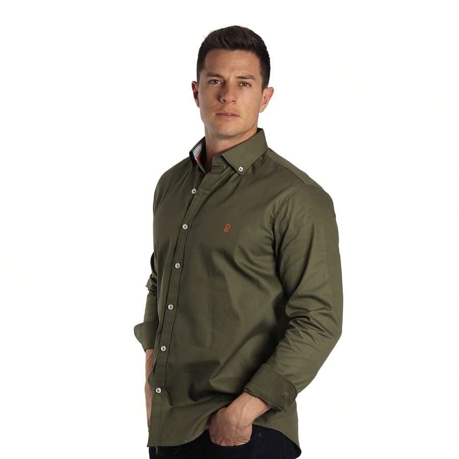 Camisa Lisa para Hombre - Muletta - Verde militar - Ver 1