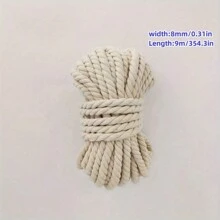 1 卷（4 毫米 - 12 毫米）宽度花边绳，适用于派对装饰、编织工艺品、DIY 家用纺织品、缝纫、珠宝装饰、派对装饰 - 米色 - 查看 12