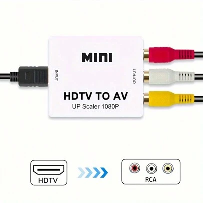 Convertidor de HDTV a AV, Convertidor de HD HDTV a AV que admite cable adaptador de 1080P, HDTV a RCA