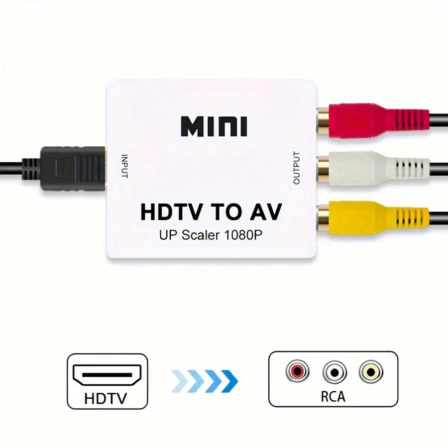 HDTV To AV Converter, HDTV To AV HD Converter Supports 1080P Adapter Cable, HDTV To RCA - White - View 1