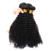 3/4 Bundles Afro Kinky Curly Human Hair Bundles 100% Unprocessed Curly Hair Bundles Soft Remy Hair Real Human Hair Extensions For Women Natural Color - Black - View 5