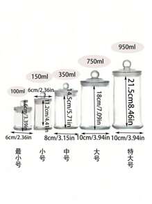 1pc Transparent Glass Jar Sealed Canister Storage Jar Tea Canister Kitchen Sealed Bottle - Multicolor - View 11