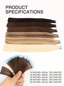 10pcs Mini Tape-In Hair Extensions, Human Hair, #2 Dark Brown, 14-22 Inches, Remy Human Hair, Invisible Tape-In Hair Extensions - S2 - View 10