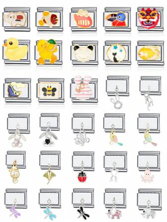 1 件 2025 顶级时尚蜜蜂、兔子、鸭子、鱼、鹦鹉 DIY 意大利模块手链，不锈钢珠宝制作配件，适合节日礼物、派对，与日常服装搭配