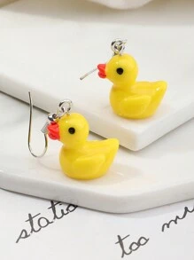 1 对可爱牛油果、薯条和橡皮鸭卡通吊饰耳环，适合女孩的时尚珠宝礼物 - 彩色 - 查看 4