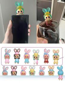 1/12 piezas Figuras de conejitos de macaron, accesorios decorativos para teléfono móvil y coche, juguetes coleccionables de estilo aleatorio - Multicolor - Ver 1