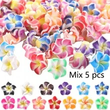 5/15/30pcs Plumeria Clay Beads Colorful Mix Color Handmade Small Flower Spacer Beads For Jewelry Making DIY Bracelet Charm Pendant