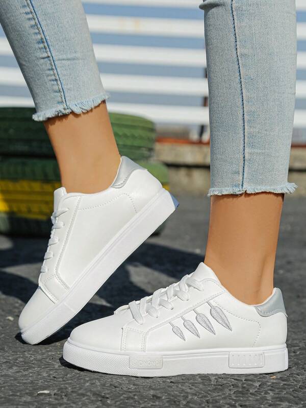 White Sneakers For Women, Casual & Athletic Shoes, Thick Sole Shoes, Non-Slip, Platform, Leather Uppers, Student Shoes