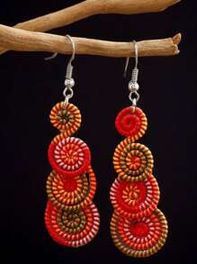 Handmade Colorful Retro Woven Rainbow Earrings, Fashionable Earrings For Women, Elegant Accessories For Home, Casual, Street, Party, Classic Souvenir, Ideal Gift For Valentine's Day, Birthday, Anniversary