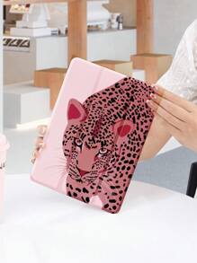 Capa protetora para tablet com estampa de leopardo rosa de 1 peça, compatível com iPad de 10,2 polegadas, iPad Pro 11 2021/2020/10ª geração, iPad Mini 4/5/6, Galaxy Tab A8 10,5 polegadas 2022, Matepad 10.4/Tab, com porta-lápis, antiqueda, capa para suporte de tablet