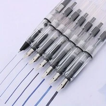 1 bút bi nhựa, bút bi trong suốt màu trắng acrylic, mực màu, bút luyện viết và thư pháp (Mới 100%, không kèm mực) - Trong sáng - Xem 2