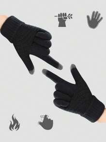 1 Set Winter Knit Hat, Neck Warmer Scarf And Touch Screen Gloves, Solid Color Unisex Outdoor - Warm Touch Screen Gloves, Thick Cycling, Outdoor Essential Set