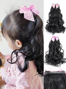 1 件/2 件可爱儿童蝴蝶结卷发马尾夹接发彩色合成假发儿童圣诞礼物