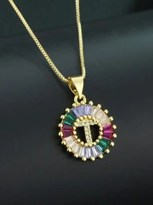 Pingente de Letra Folheado a Ouro com Micro Pavê de CZ Arco-íris, Joias da Moda, Pingentes e Encantos com Inicial para Mulheres