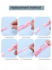 Pressing Pen Design Eraser Set, 4/Set Automatic Pressing Design Push-Pull Rubber Erasers, With 3 Replacement Fillers, Very Suitable For Students, Schools, And Offices To Use Back To School