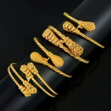 Luxury Dubai Gold Plated Bracelets 21k Gold Color Saudi Bridal Wedding Bangles Arab Women Engagement Party Jewelry - Bracelet - View 10