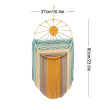 1 件 Macrame 墙饰，手工制作的捕梦网挂毯，波西米亚风海滩阳光风景编织壁挂装饰