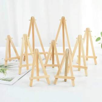 10pcs Wood Mini Easel Frame Desktop Triangle Display Stand Wedding Table Card Stand Holder Painting Craft Artist Tripod