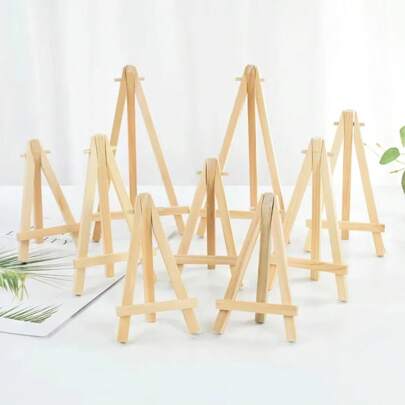 10pcs Wood Mini Easel Frame Desktop Triangle Display Stand Wedding Table Card Stand Holder Painting Craft Artist Tripod