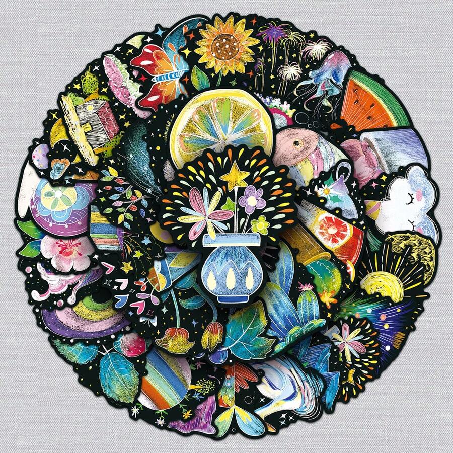 50pcs Cute Cartoon Sticker, Kawaii Handmade Creative Children Doodle Decoration Stickers For Skateboard, Guitar, Notebook,Graffiti Stickers,Stickers,Spring Decoration Items Refresh Your Home,Rama Decoration Stickers - Multicolor - View 1