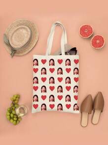 Personalized Custom Tote Bag With Photo Picture Customized Friend's/Family's/Your Own Face-Personalized Photo Collage Tote Bag-Gift For Girlfriend/Wife, Valentines Gift, Customized Bag,Custom Print Tote With Photo Of Family Friend Pets - White - View 3