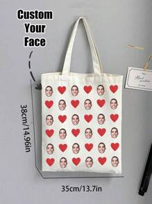 Personalized Custom Tote Bag With Photo Picture Customized Friend's/Family's/Your Own Face-Personalized Photo Collage Tote Bag-Gift For Girlfriend/Wife, Valentines Gift, Customized Bag,Custom Print Tote With Photo Of Family Friend Pets - White - View 6