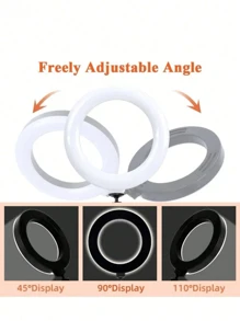 Live Streaming Tripod Stand With 6-Inch Ring Light, USB Port, Selfie Function, And Filter For Beautifying Skin Tone - Black and White - View 6