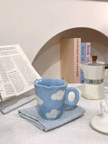 300ml手绘简约陶瓷杯，独特卡通设计，适合咖啡爱好者，可用于浓缩咖啡、美式咖啡或茶 - 彩色 - 查看 6