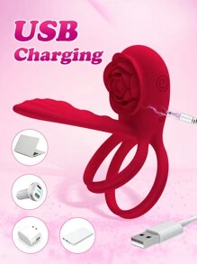 Vibrating Cock Ring Penis Sleeve With Rose Clitoral Stimulator, Remote Control Penis Ring Vibrator Couples Adult Sex Toys For Men Women, Male Female Couple Sex Toy With G Spot Clitoris Vibrator