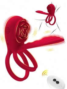 Vibrating Cock Ring Penis Sleeve With Rose Clitoral Stimulator, Remote Control Penis Ring Vibrator Couples Adult Sex Toys For Men Women, Male Female Couple Sex Toy With G Spot Clitoris Vibrator