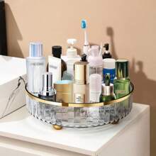1/2 Layers Rotating Perfume Organizer For Dresser Light Luxury Skincare Cosmetic Organizer PET Bathroom Storage Tray