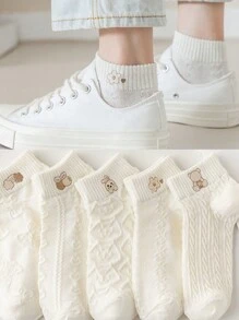6 Pares de Meias Brancas Finas De Algodão Respiráveis
