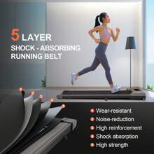Homefitnesscode 2-In-1 Portable Under Desk Folding Treadmill For Home & Office 1-10 Km/H Cardio Exercise Walking Pad With/Without Handrail - UK Plug(220-240V) - View 4