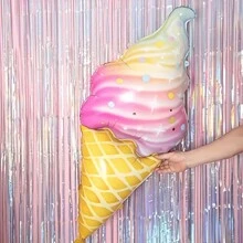 8 件 37 英寸巨型彩虹冰淇淋铝箔气球、海滩和生日庆祝甜点派对装饰