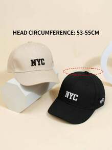 2 chiếc mũ bóng chày thường ngày cho trẻ em Unisex, thêu logo NYC, mũ có vành che nắng ngoài trời màu trơn - Nhiều màu - Xem 2