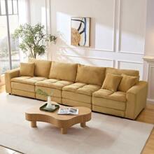 4 Seats(Complimentary 2 Pillows),Oversized Sectional Sofa,L Shaped Corner Couch With Detachable Seat & Back Cushion, Corduroy Upholstery Convertible Sleeper Sofa&Couch For Living Room