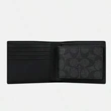 Coach 男士真皮钱包 三合一时尚折叠钱包 RFID 屏蔽钱包 带 ID 窗口的钱夹钱包 商务钱包，带可拆卸内胆和八个信用卡槽 - 木炭色 - 查看 6