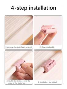 4 piezas Sujetador de sábana sin aguja, Sujeta sábanas para evitar deslizamientos, para ropa de cama - Multicolor - Ver 9