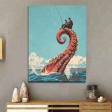 1 Pc Octopus Tentacles Fishing, Wooden Framed  Canvas Painting Thickness 2.25cm/0.9inch High Quality Wall Art Prints Poster Direct Hanging Wall Picture Decor For Home Gifts, Christmas Gift,Christmas Decoration,Living Room, Bathroom, Bedroom, Kitchen - Multicolor - View 4