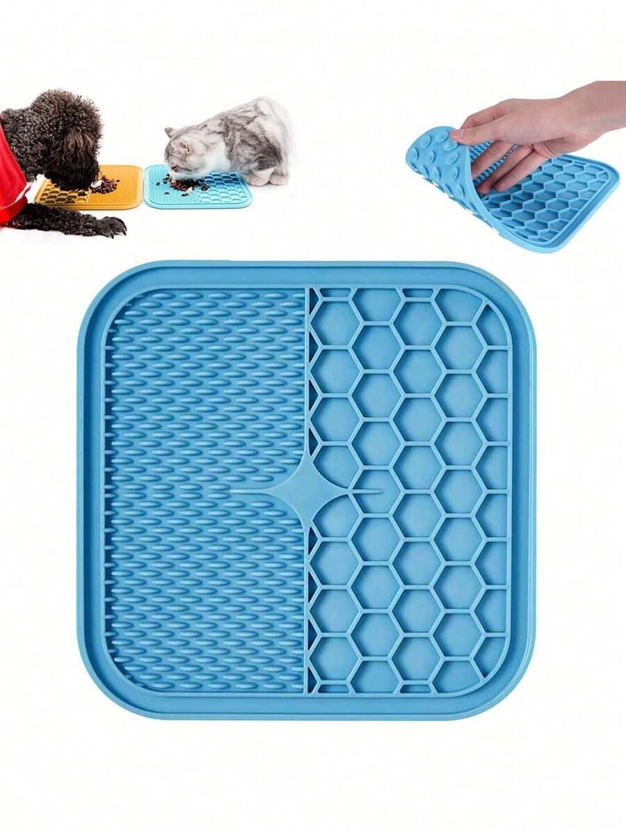 Lick Mat For Dogs, Dog Lick Mat With Suction Cups For Anxiety, Peanut Butter Dog Licking Mat Slow Feeder Dispensing Treater Lick Pad For Dogs Cats Grooming Bathing And Training (Blue/Orange) - Multicolor - View 1