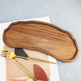 1pc Acacia Wooden Tray: Irregular Shaped Wooden Tray - Perfect For Decorating Bread, Snacks, Coffee, Milk And Snack Wooden Trays, Cake And Cheese Trays, Wooden Tea Trays, Bread Trays, Breakfast Trays, Sushi, Fruits, Multifunctional Dishes, Kitchen Utensils