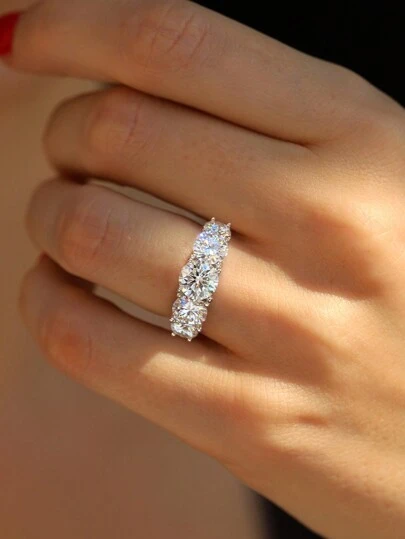 1pc Classic 6-Prong Moissanite Diamond Engagement/Wedding Ring, D Color, 0.5-2 Carat, 925 Sterling Silver, Suitable For Proposal, Wife/Girlfriend Gift, Birthday, Anniversary, Bridal Jewelry