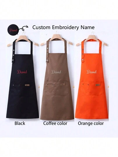 1PC Personalized Embroidery Name Apron, Customized Name Embroidery Apron, Custom Mothers Day Gifts For Husband, Boyfriend, Brother, Men Unique Birthday Gifts, Funny Gifts For Dad, Mom, Father's Day Gifts From Daughter Son Personalized Ideal Gifts For Him Her, Boyfriend, Dad, Girlfriend, Family, Mom, Friends For Anniversaries, For Valentine's Day, For Birthdays, For Mother's Day, For Children's Day, For Father's Day, For Graduation, For Weddings, For Housewarming Washable,Lightweight,Breathable,Durable Funny,Cute,Love,Cozy,Soft,Comfortable Custom,Unique,Personalized Ideal Gifts For Him,Ideal Gifts For Her,Ideal Gifts For Boyfriend,Ideal Gifts For Girlfriend,Ideal Gifts For Dad,Ideal Gifts For Mom,Ideal Gifts For Friends,Ideal Gifts For Family Him,Her,Boyfriend,Girlfriend,Dad,Family,Mom,Friends For Anniversaries,For Graduation,For Housewarming,For Weddings,For Birthdays Sofa,Bed,Car,Tea Room,Bedroom,Living Room,Customized Aprons