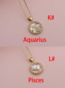 Micro Pavê, Micro Pavê, Charme de Concha de Luxo CZ, Charme das Doze Constelações, Pingente do Zodíaco para DIY Astrology Metal Handmade Colar