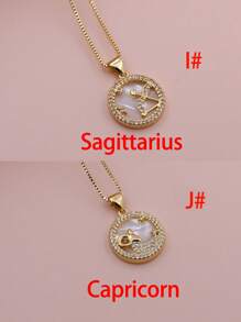 Micro Pavê, Micro Pavê, Charme de Concha de Luxo CZ, Charme das Doze Constelações, Pingente do Zodíaco para DIY Astrology Metal Handmade Colar