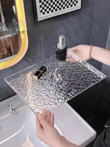 1个透明冰川图案长方形托盘，优雅高端家居用品，客厅茶几杯架，浴室护肤品和化妆品收纳整理架，房间装饰 - 無色 - 查看 6