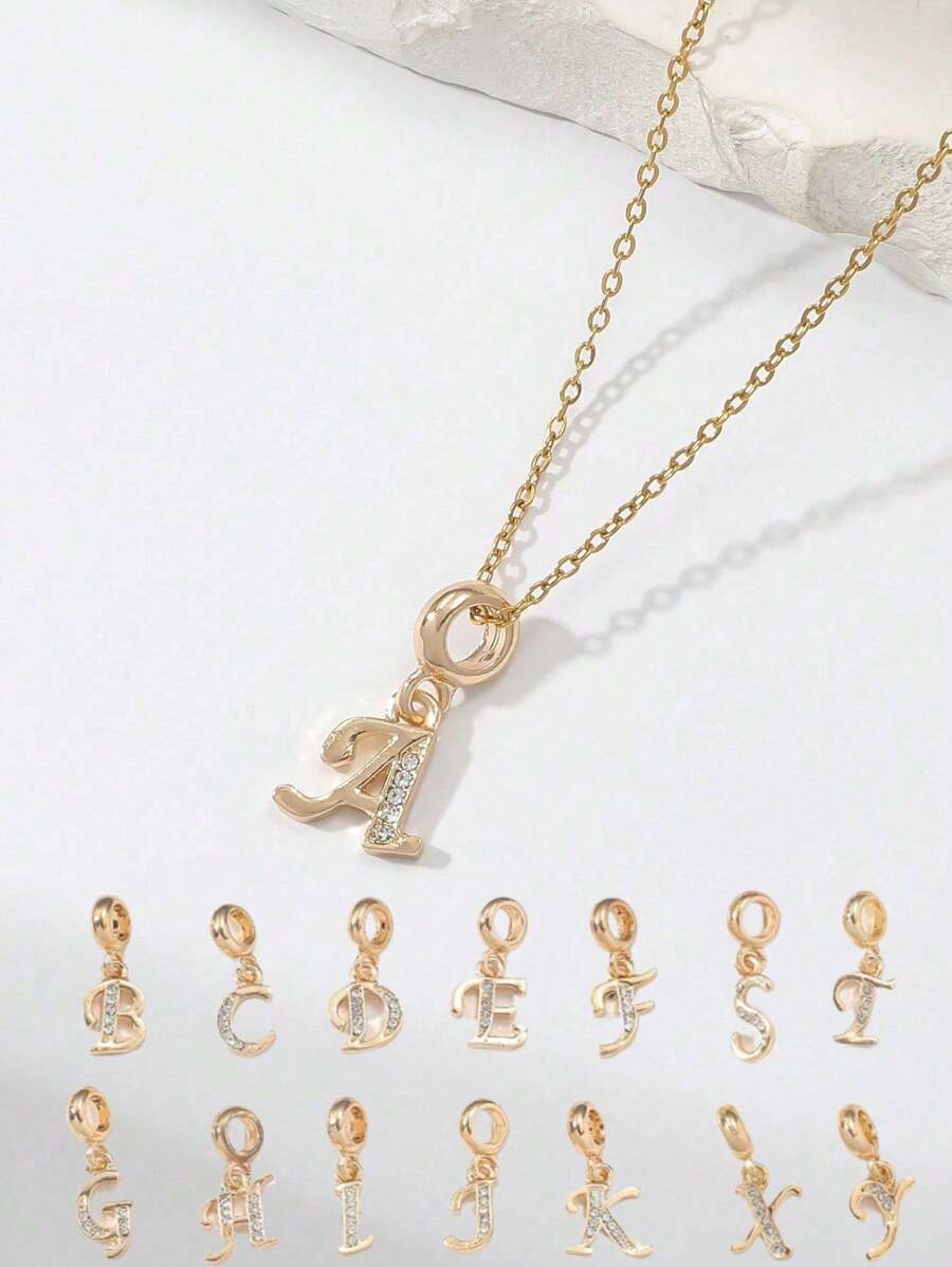1 Pc Elegant And Casual Style, Initial Pendant Necklace For Girls, Cute Initial Birthday Gift, Suitable For Girls Daily Wear. - Multicolor - View 1