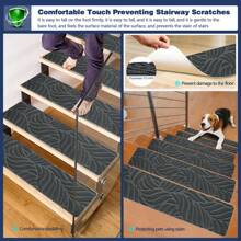 7/15-Piece 20*76cm Leaf Pattern Rectangular Anti-Slip Stair Tread Carpets Stair Tread Mats, Indoor Stair Non-Slip Carpet, Soft Mats For Dogs And Pets, Stair Grip Carpet Treads, Reusable Self-Adhesive Floor Mats, Stair Non-Slip Mats,Carpet Stair Treads, Anti-Slip Indoor Rug, Non-Slip Rug For Wooden Step Stairs, Anti-Slip For Pets - Multicolor - View 9